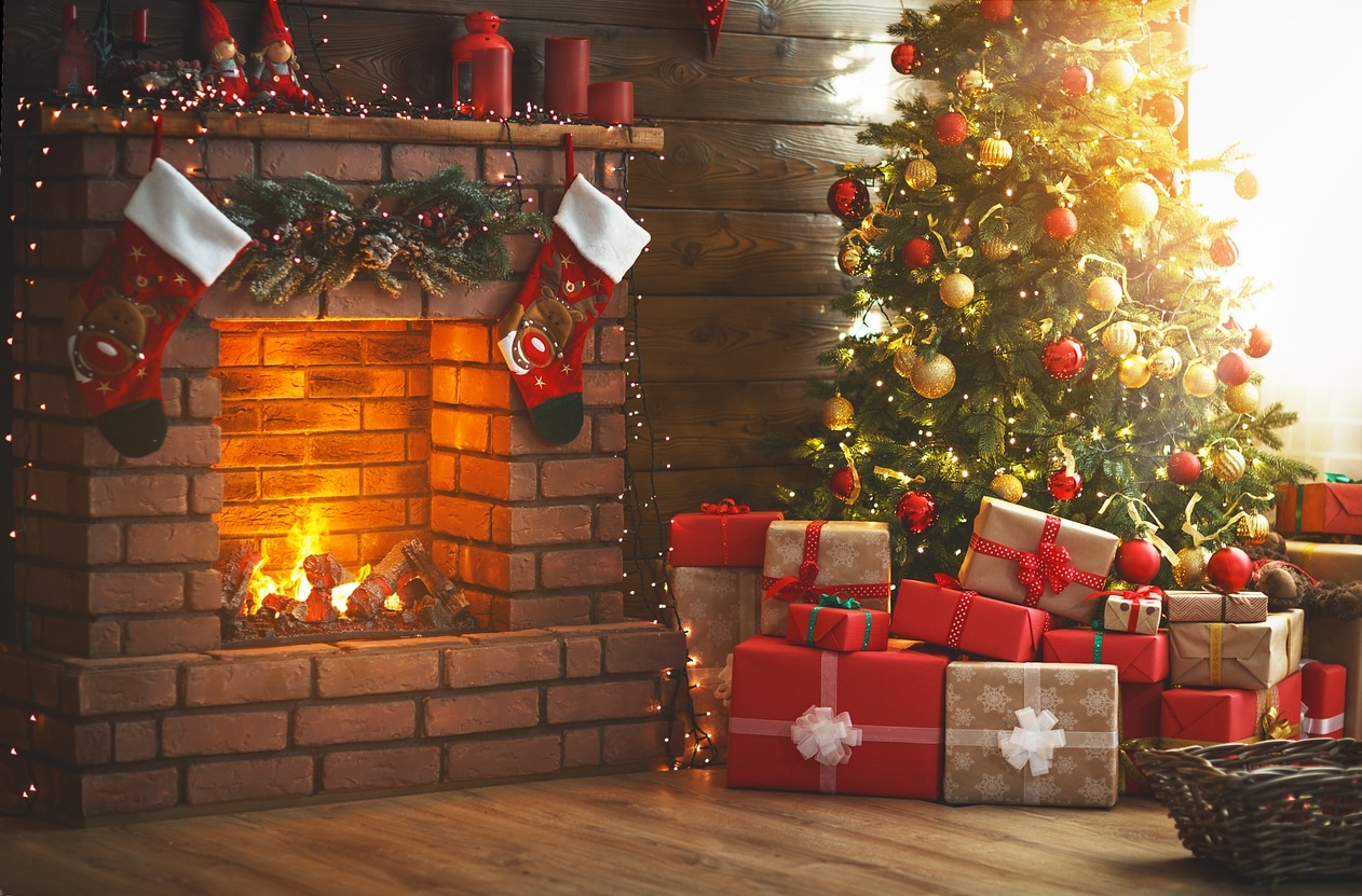 a room filled with furniture and a fire place